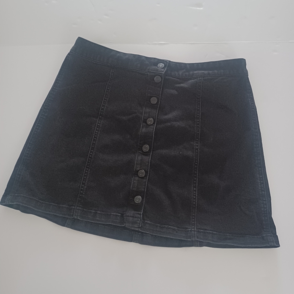 Mudd Blk Denim Button Front Mini Skirt Sz 15